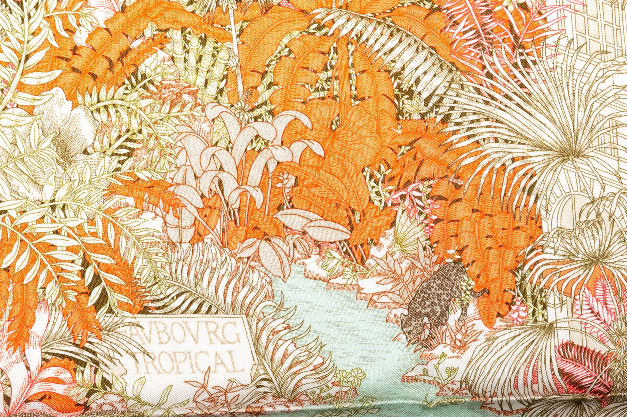Beige New in Box Hermes Tropical Garden Silk Scarf For Sale