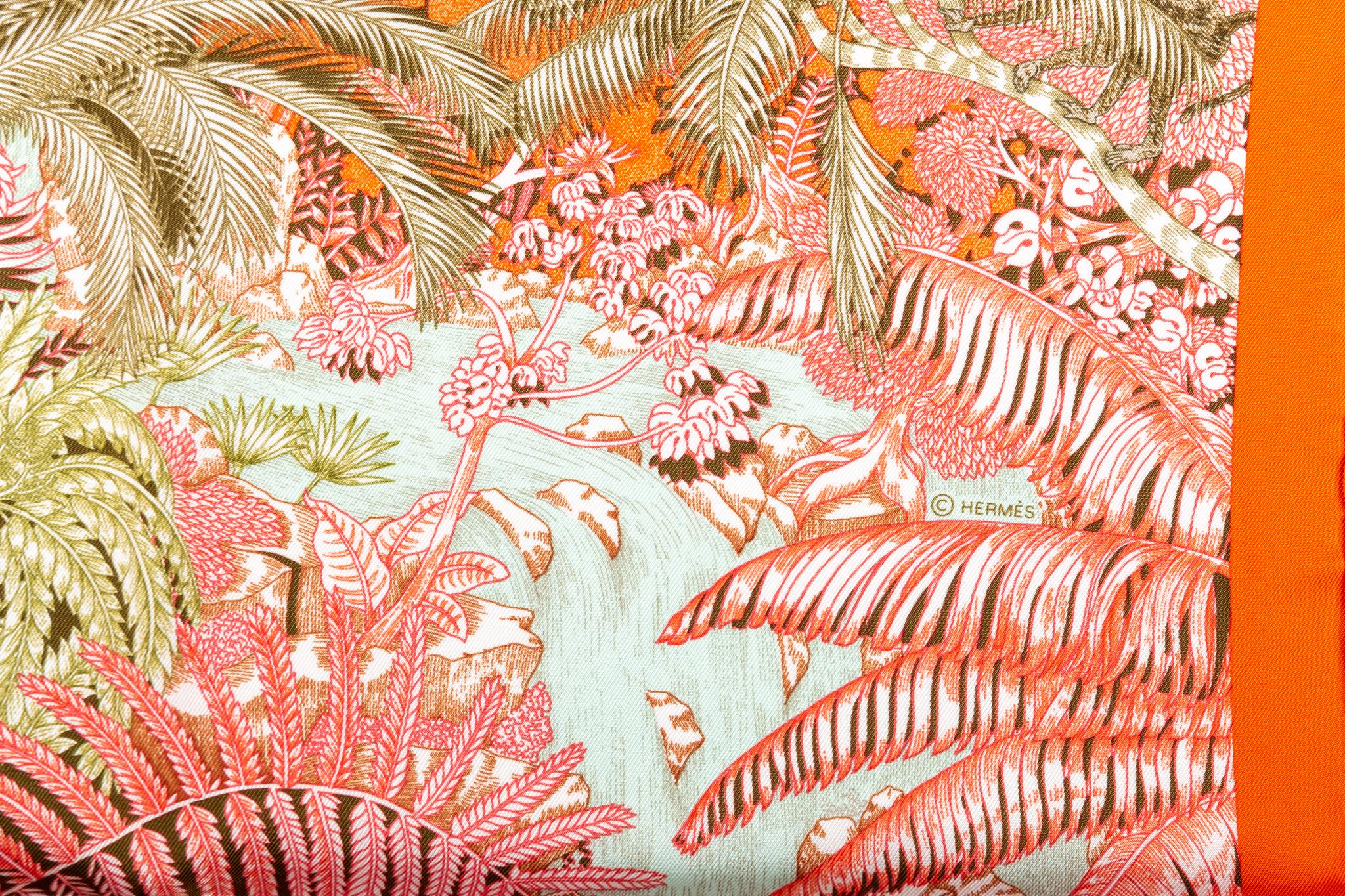 Beige New in Box Hermes Tropical Garden Silk Scarf