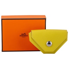 New in Box Hermes Verso Coin Case Jaune Celeste