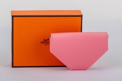 New in Box Hermes Verso Pink Greean Coin Case