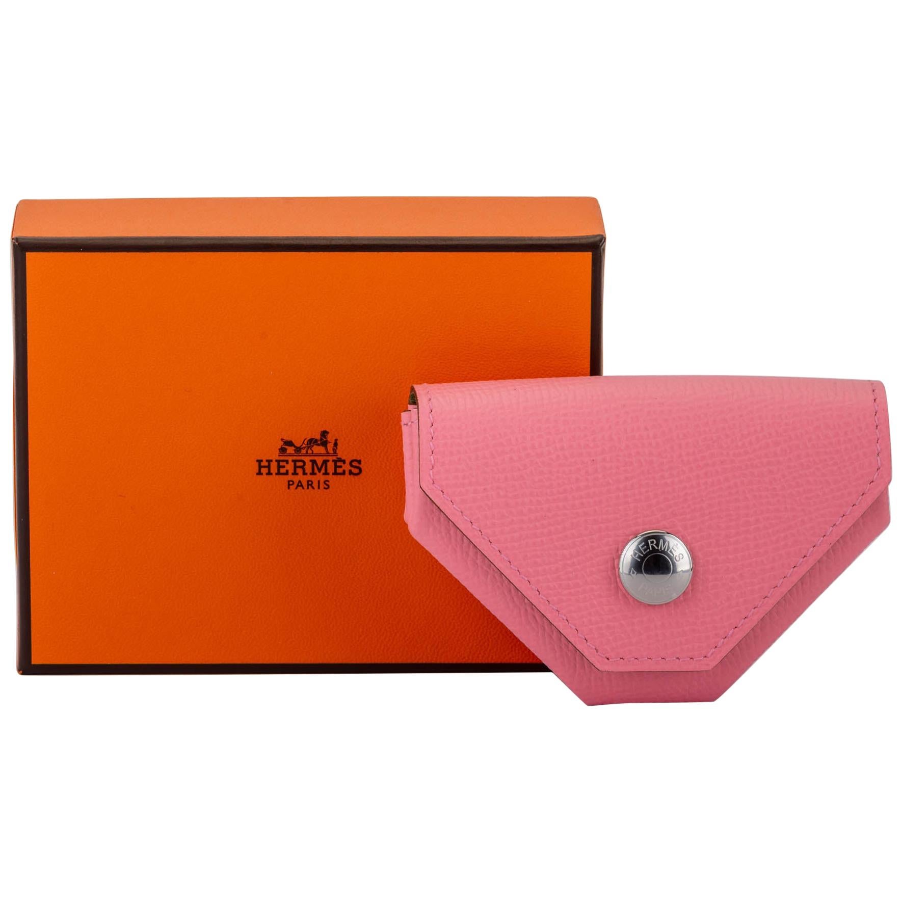 New in Box Hermes Verso Pink Greean Coin Case