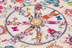 Nouveau dans la boîte Foulard Kachinas Hermès en soie corail blanc