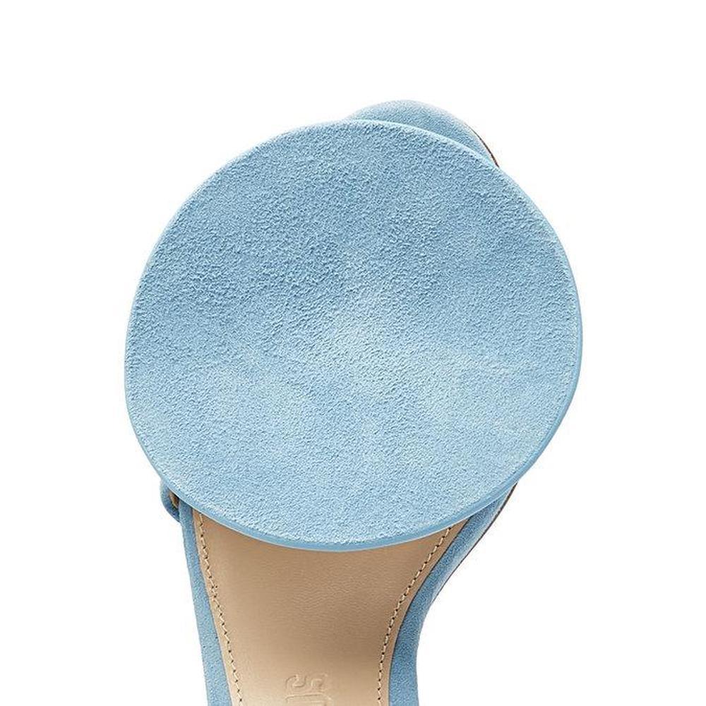 Women's NEW in box Jacquemus 'Les Rond Carré' Sandals in Light Blue Suede EU37 For Sale
