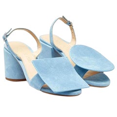 NOUVEAU dans la boîte Jacquemus ''Les Rond Carré''. en daim bleu clair EU37