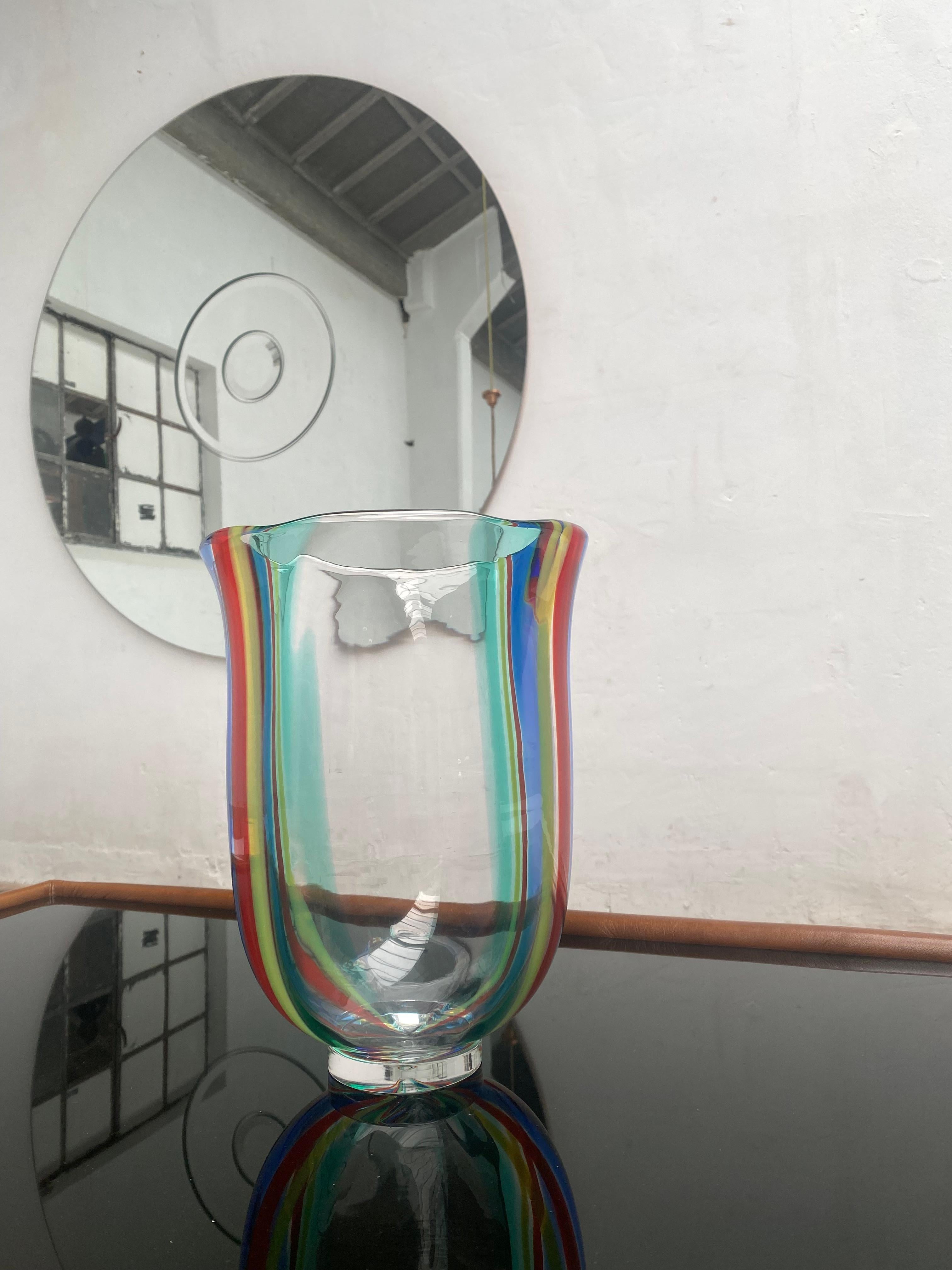 Nouveau dans sa boîte grand vase en verre de Murano signé Berit Johansson pour Salviati 1991 en vente 7