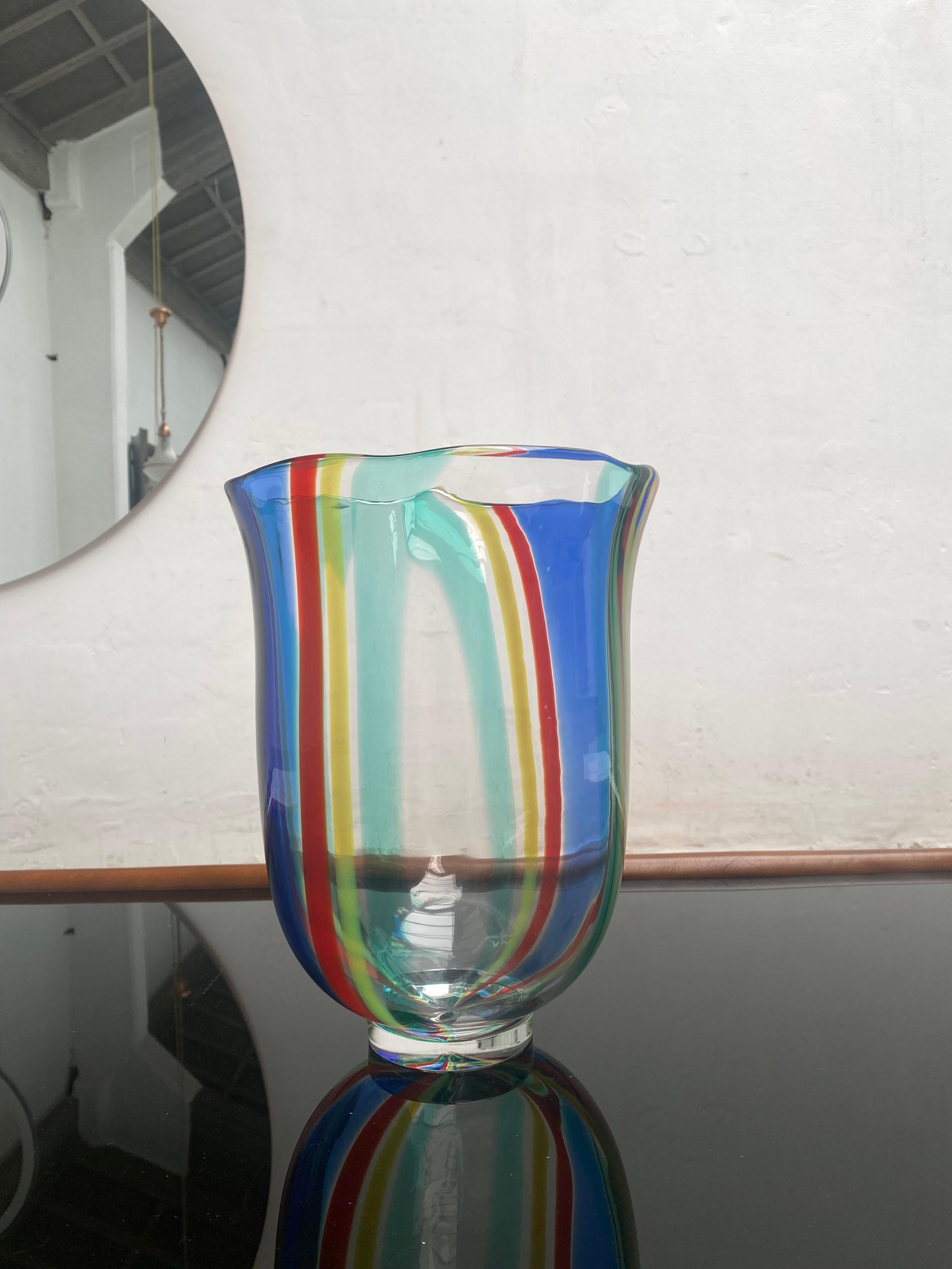 Nouveau dans sa boîte grand vase en verre de Murano signé Berit Johansson pour Salviati 1991 en vente 8