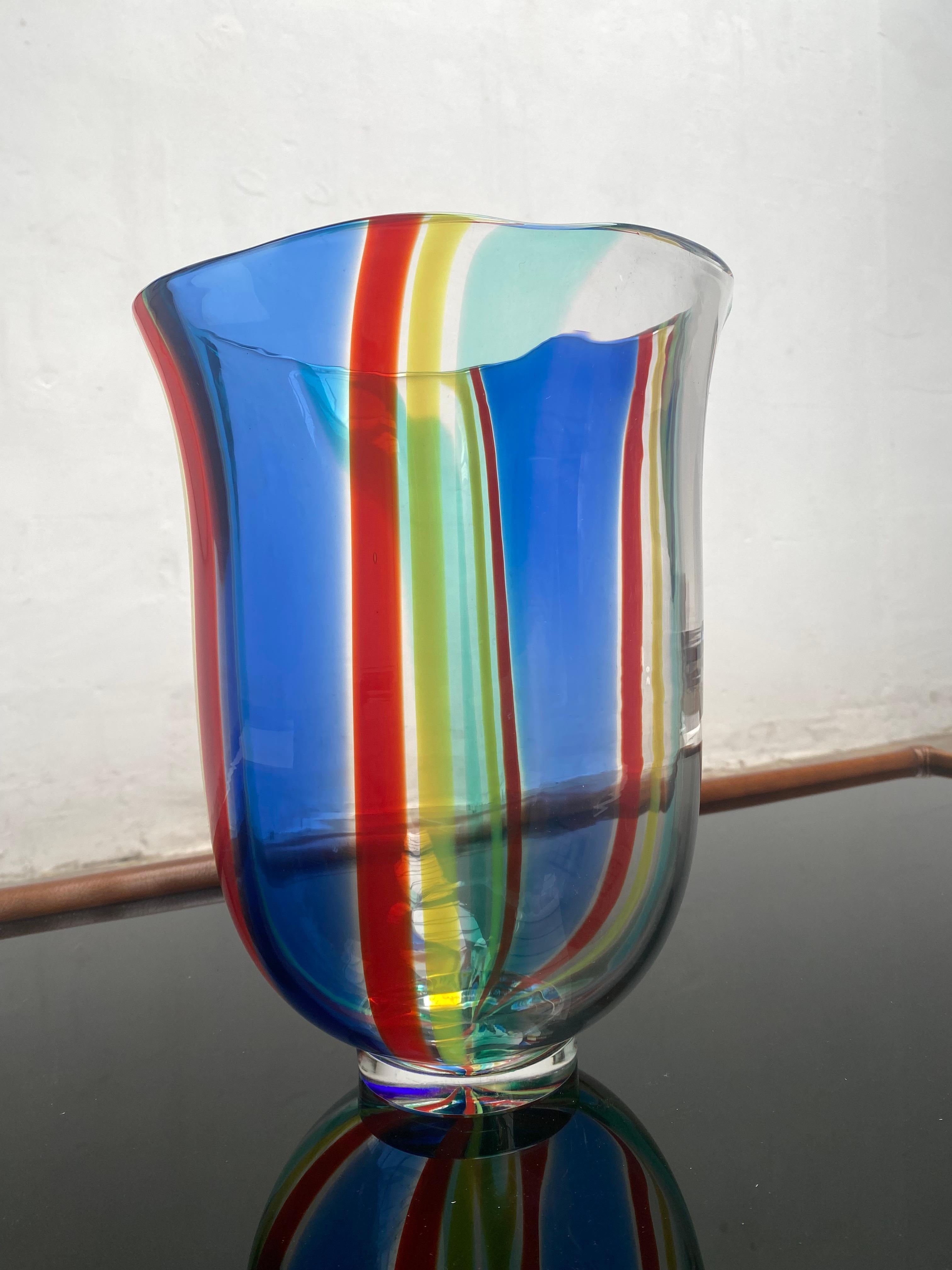 New in Box Large Murano Glass Vase hand signed Berit Johansson for Salviati 1991 For Sale 9
