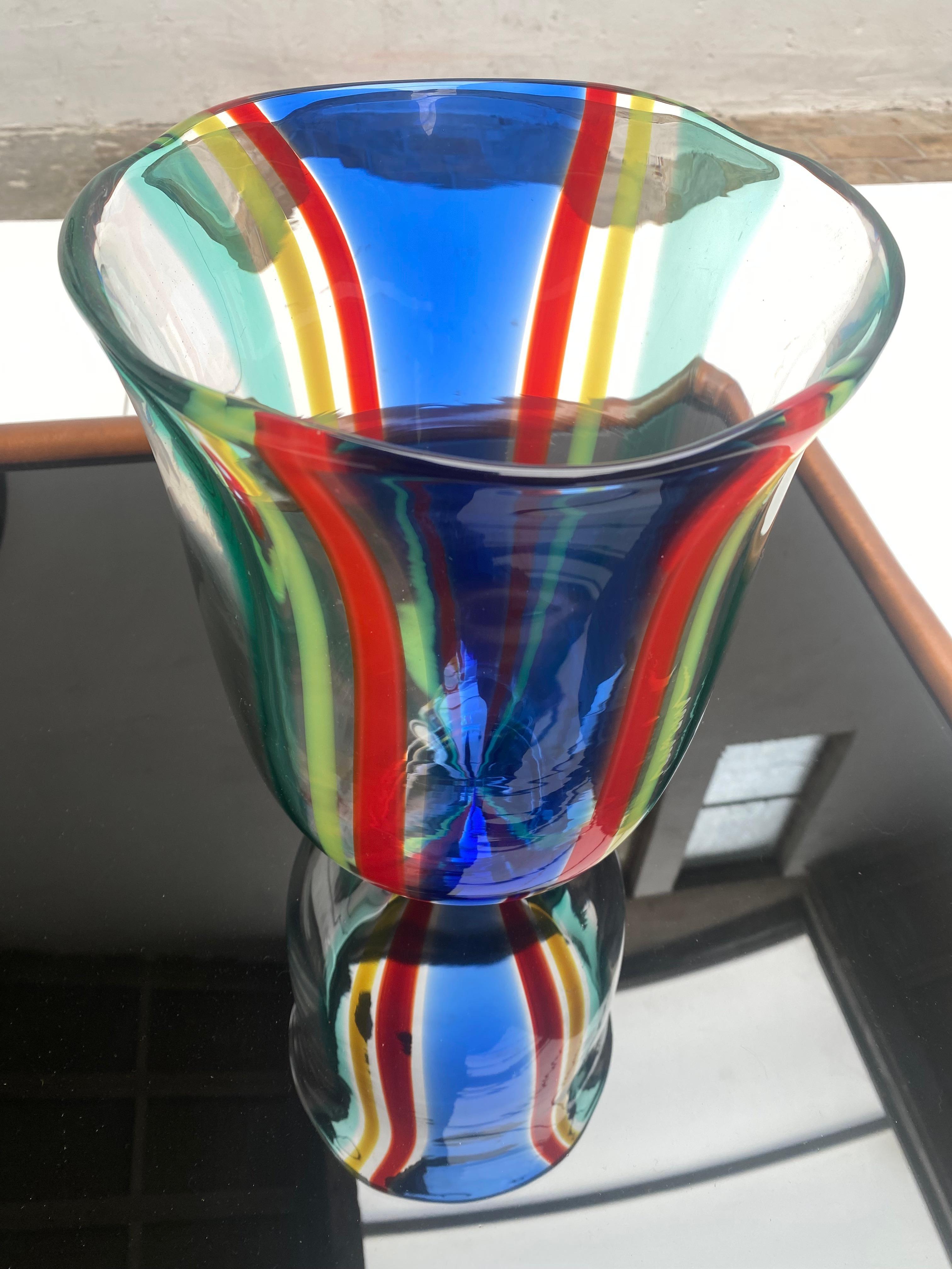 Large Murano glass 'Camille' vase by Berit Johansson for Salviati Italy 1991

This Camille vase comes in mint condition in its original packing 

Engraved to the underside 'Salviati B. Johannson 91'

A Wonderful colorful & playful Murano glass vase