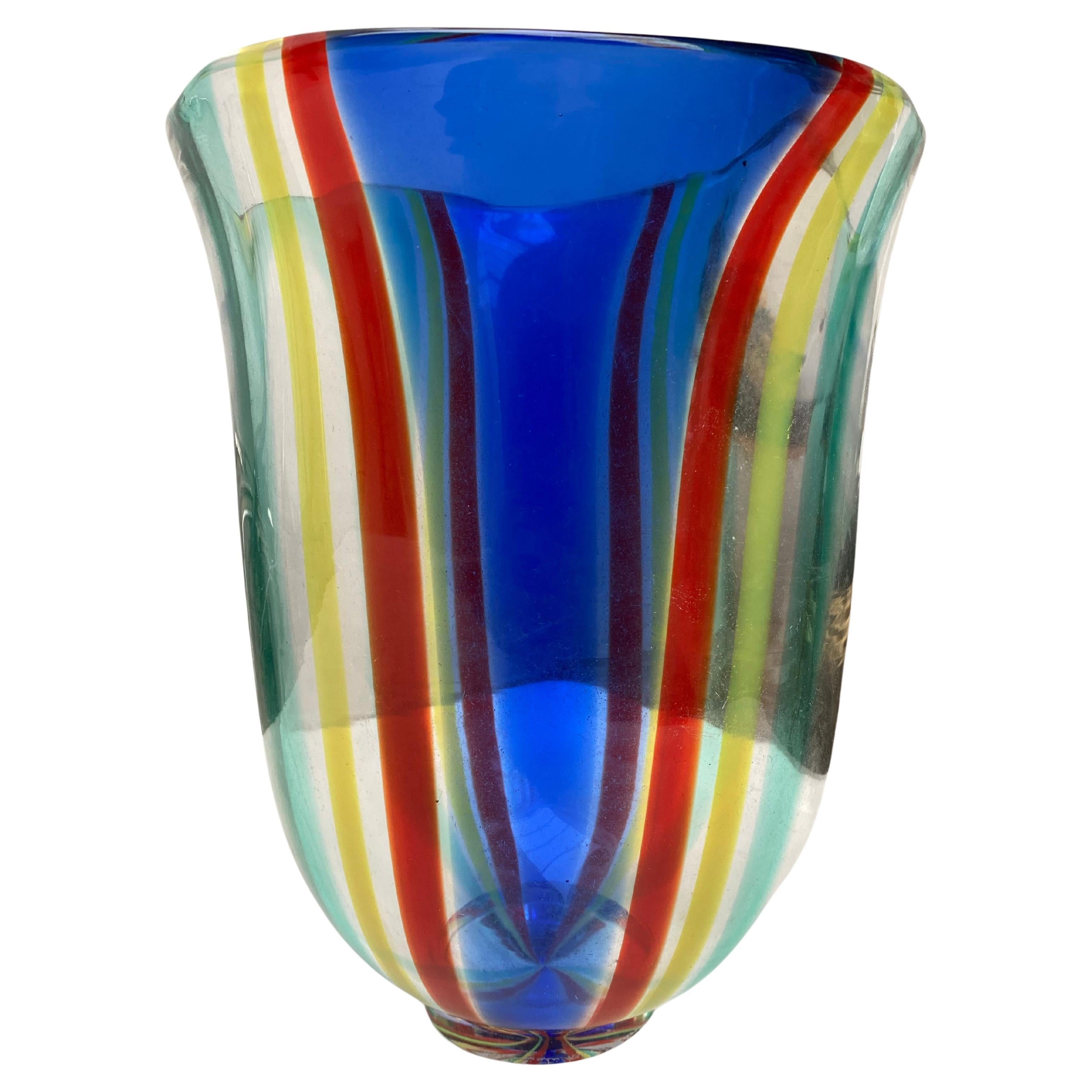 Mid-Century Modern New in Box Large Murano Glass Vase hand signed Berit Johansson for Salviati 1991 For Sale