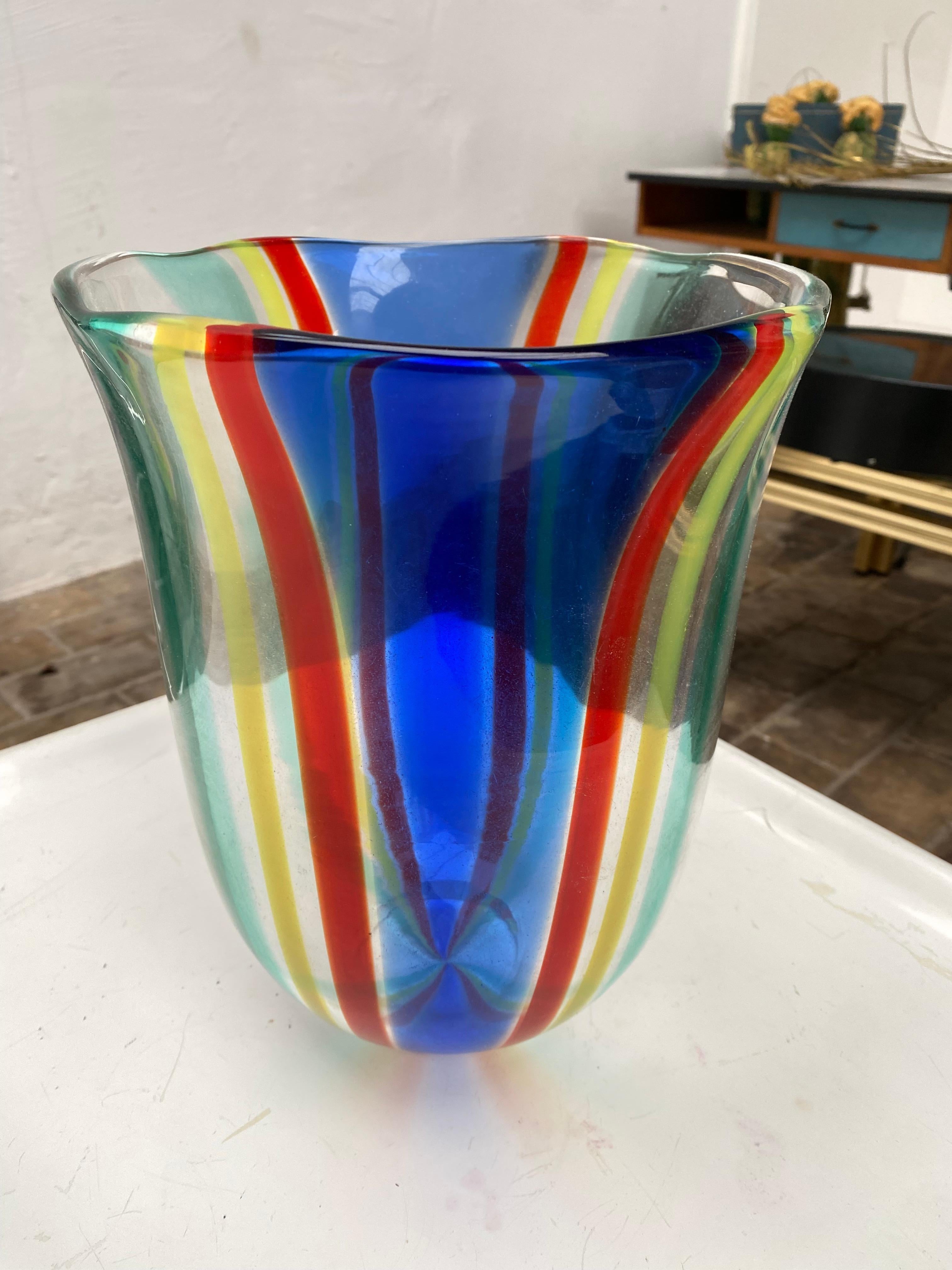 Art Glass New in Box Large Murano Glass Vase hand signed Berit Johansson for Salviati 1991 For Sale
