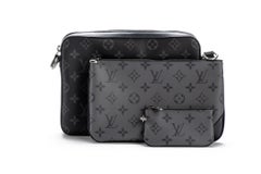 New in Box Louis Vuittom Men Multi Pochette Black Gray Bag