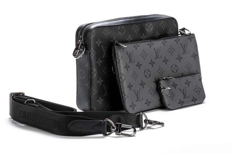 New in Box Louis Vuittom Men Multi Pochette Black Gray Bag For