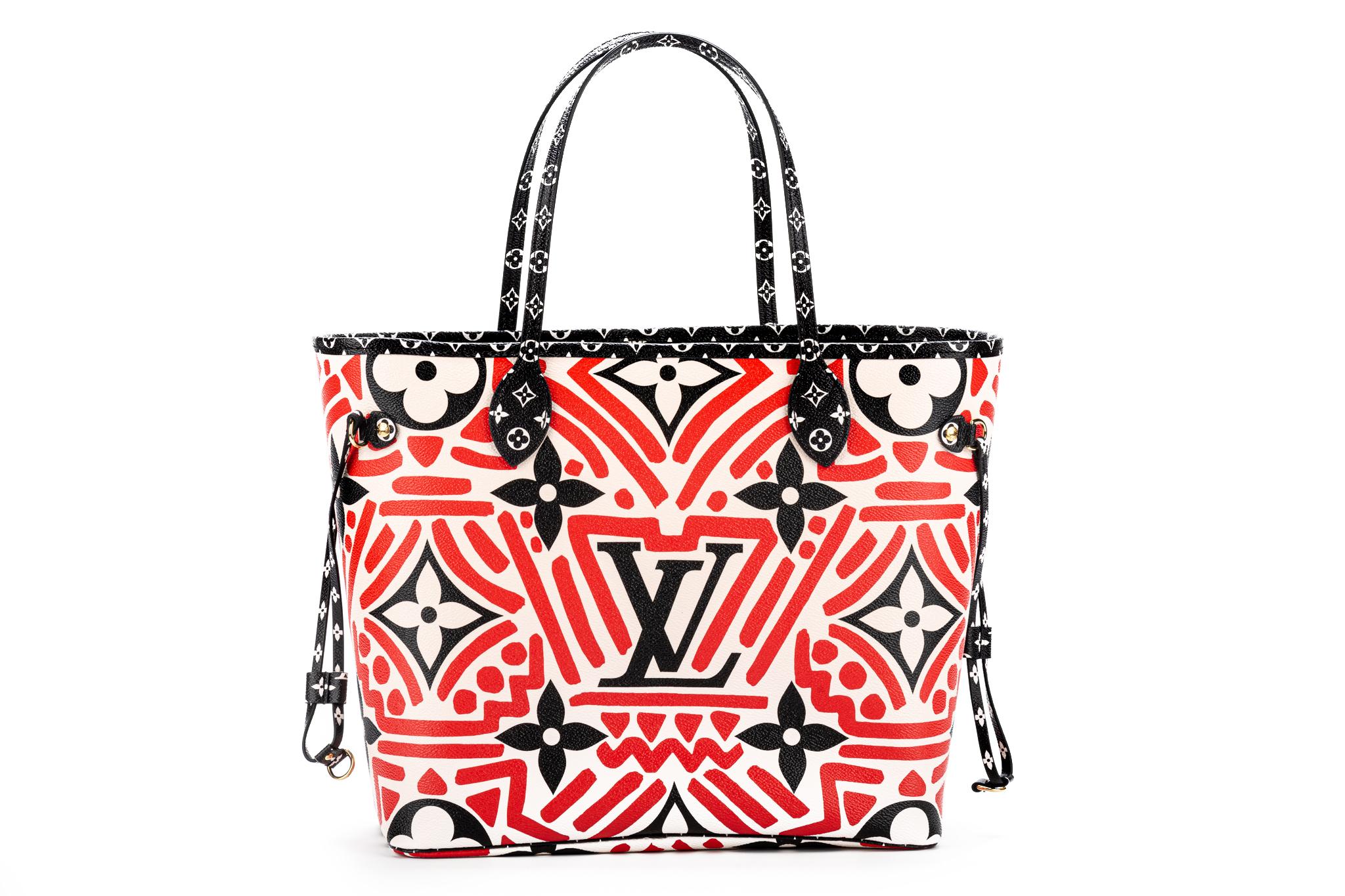Beige New in Box Louis Vuitton 2020 Neverfull Red Black Geometric Bag