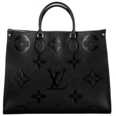 New in Box Louis Vuitton Black Logo On the Go GM Tote Bag at