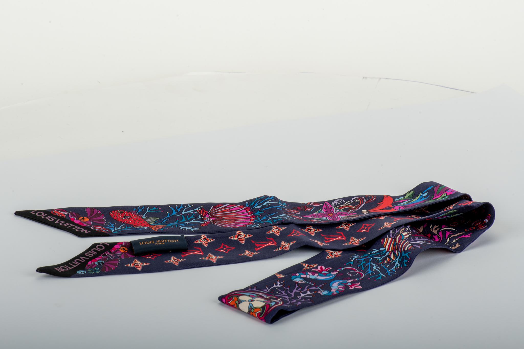 Louis Vuitton limited edition sea life twill silk scarf. New in original box.