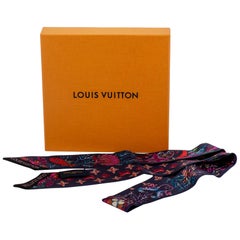 Louis Vuitton Silk Denim Maxi Twilly Scarf with Box at 1stDibs