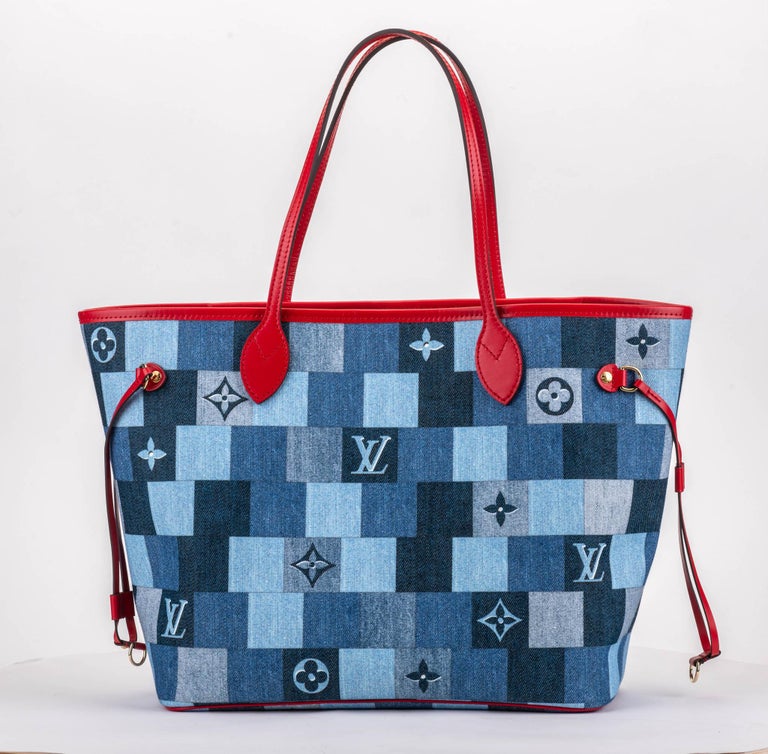 New in Box Louis Vuitton Denim Neverfull Bag For Sale at 1stdibs