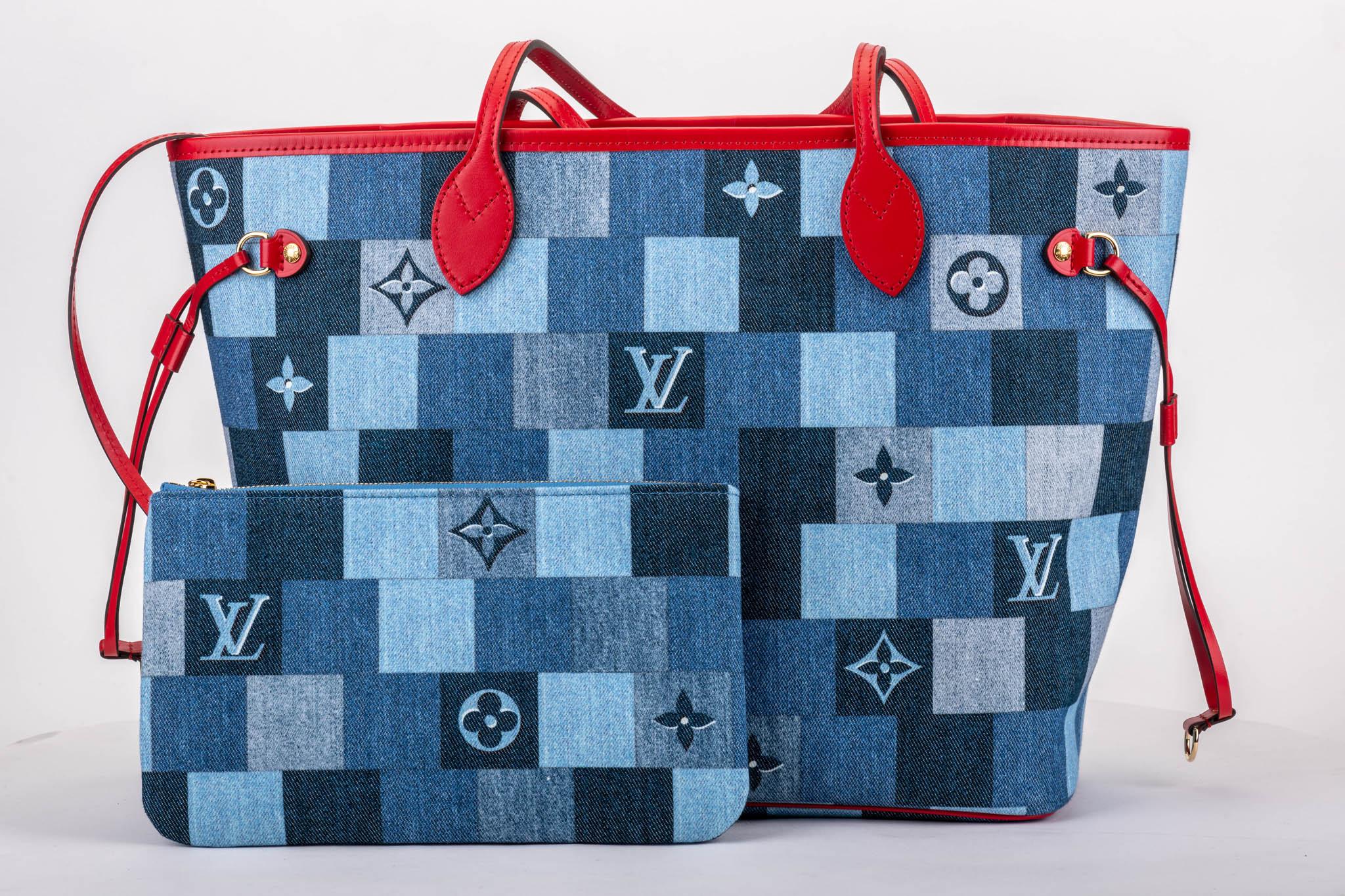 Blue New in Box Louis Vuitton Denim Neverfull Bag