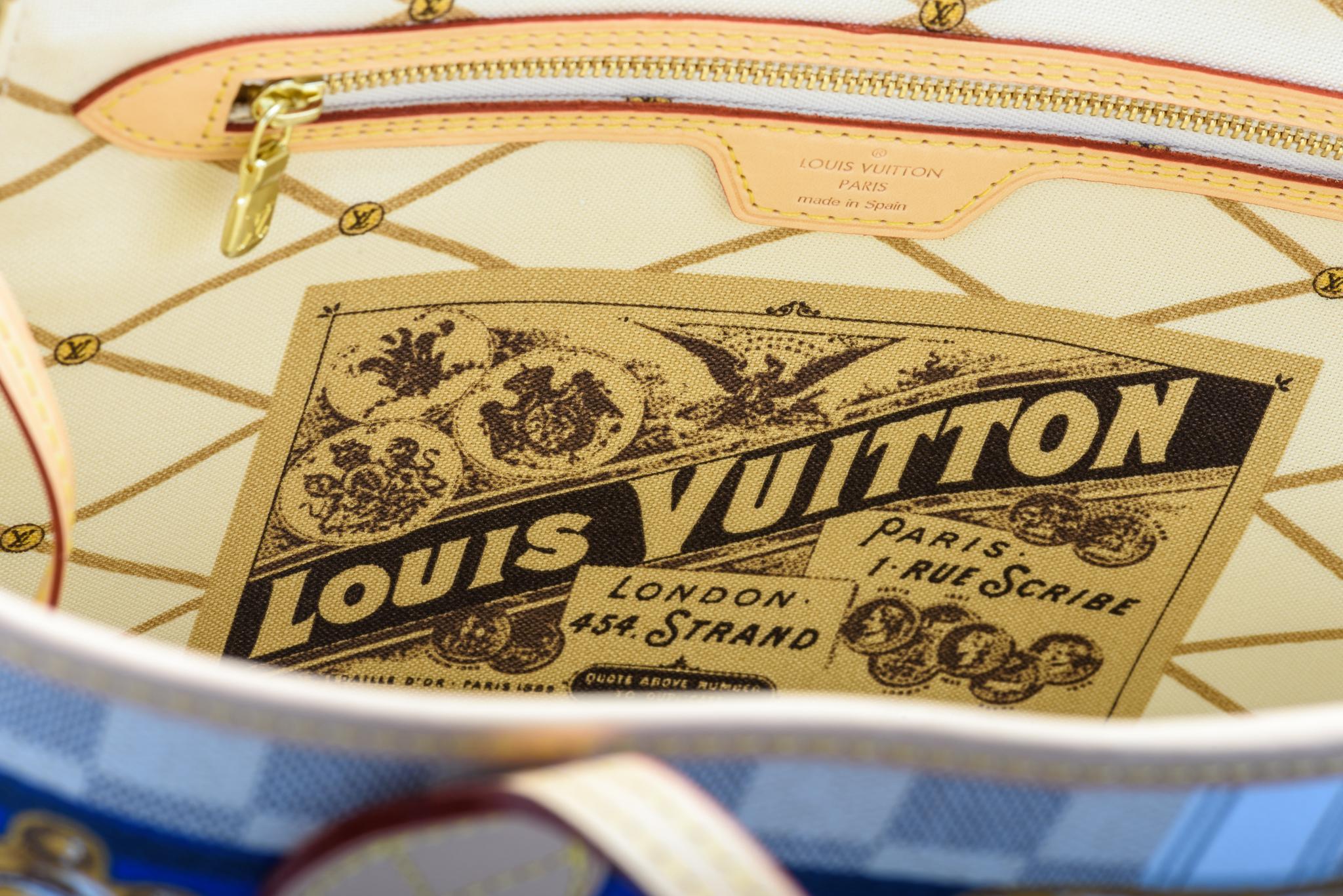 New in Box Louis Vuitton Limited Edition Capri Neverfull Damier Azur Bag 3