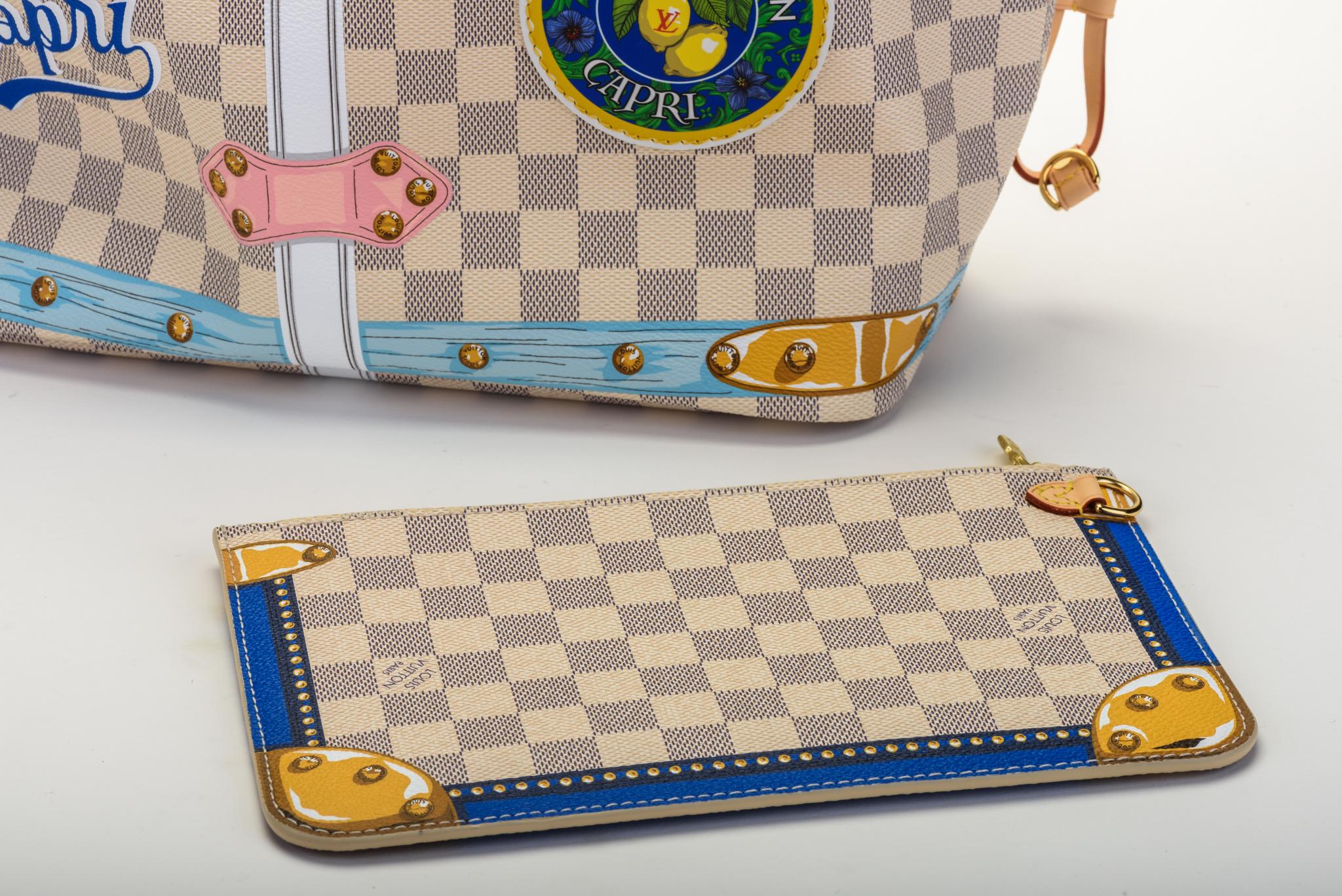 New in Box Louis Vuitton Limited Edition Capri Neverfull Damier Azur Bag 7