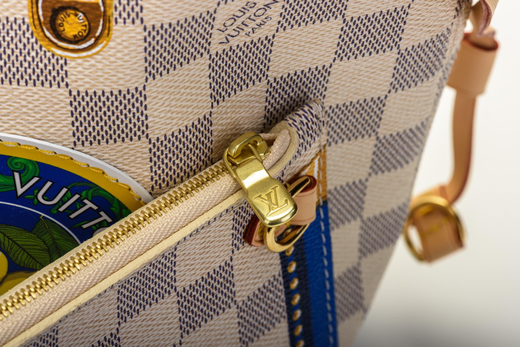 New in Box Louis Vuitton Limited Edition Capri Neverfull Damier Azur Bag 8