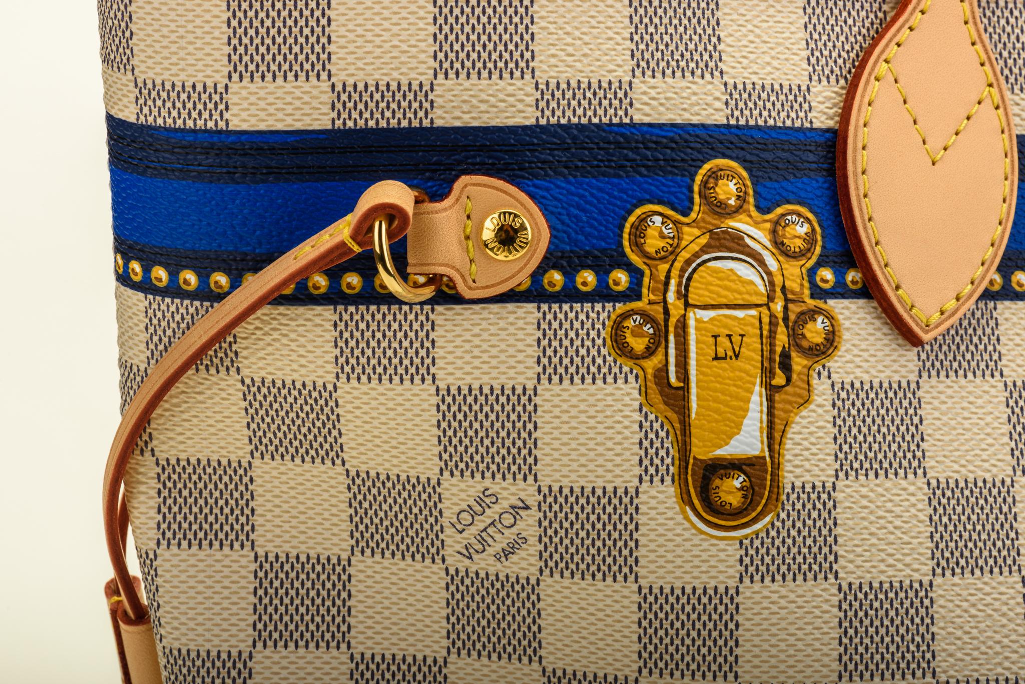 New in Box Louis Vuitton Limited Edition Capri Neverfull Damier Azur Bag In New Condition In West Hollywood, CA