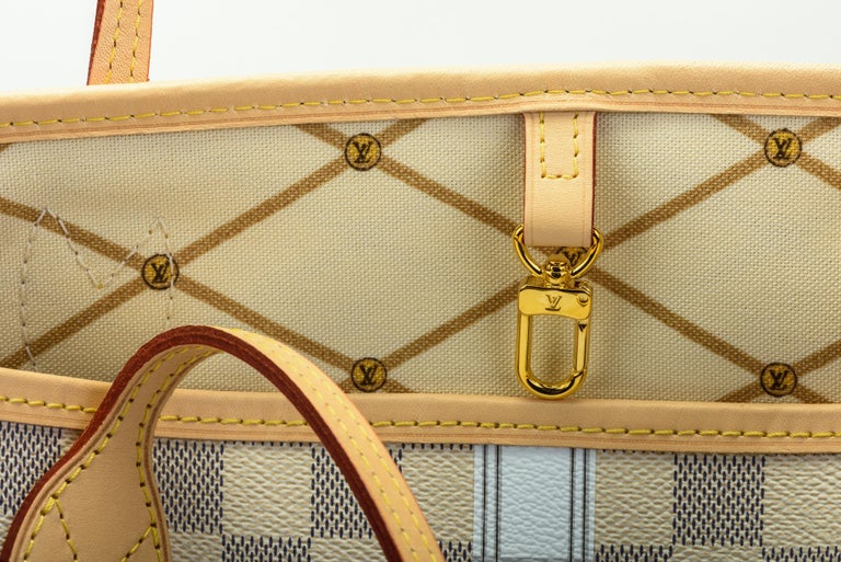New in Box Louis Vuitton Limited Edition Capri Neverfull Damier Azur Bag For Sale at 1stdibs