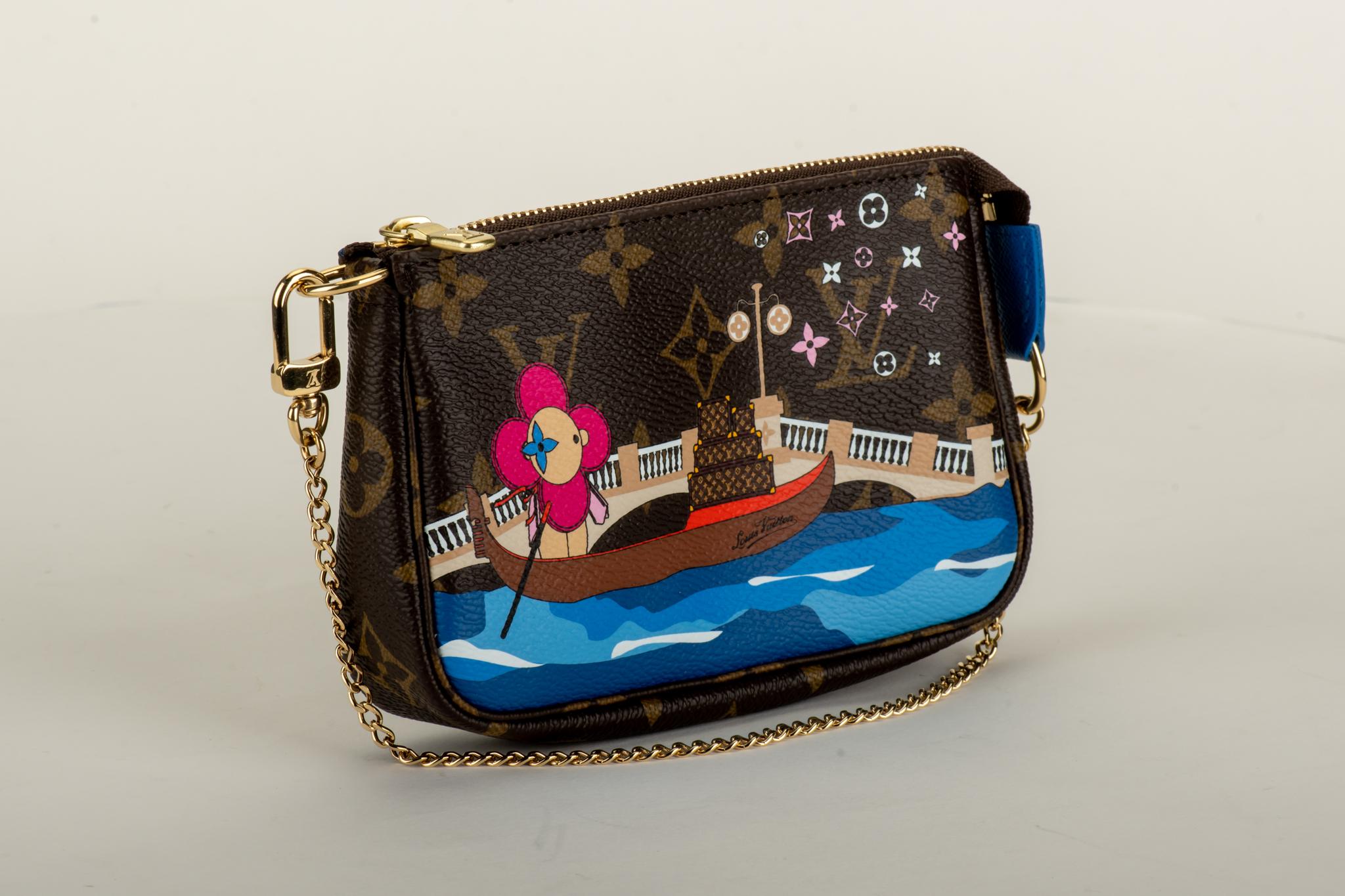 Louis Vuitton limited edition Christmas 2019 mini pouchette. Monogram canvas Venice gondola. Comes with original dust cover and box.