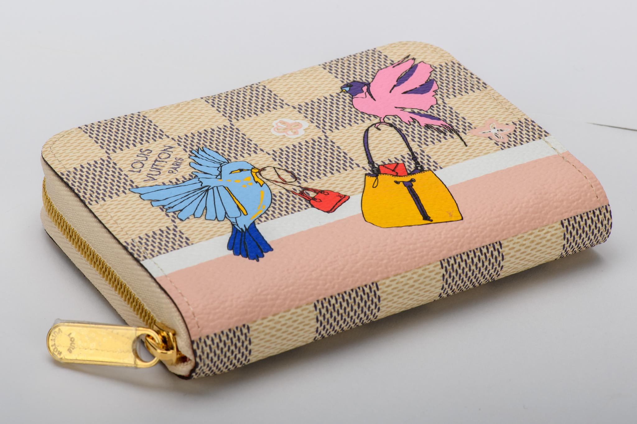 Beige New in Box Louis Vuitton Limited Edition Damier Birds Wallet