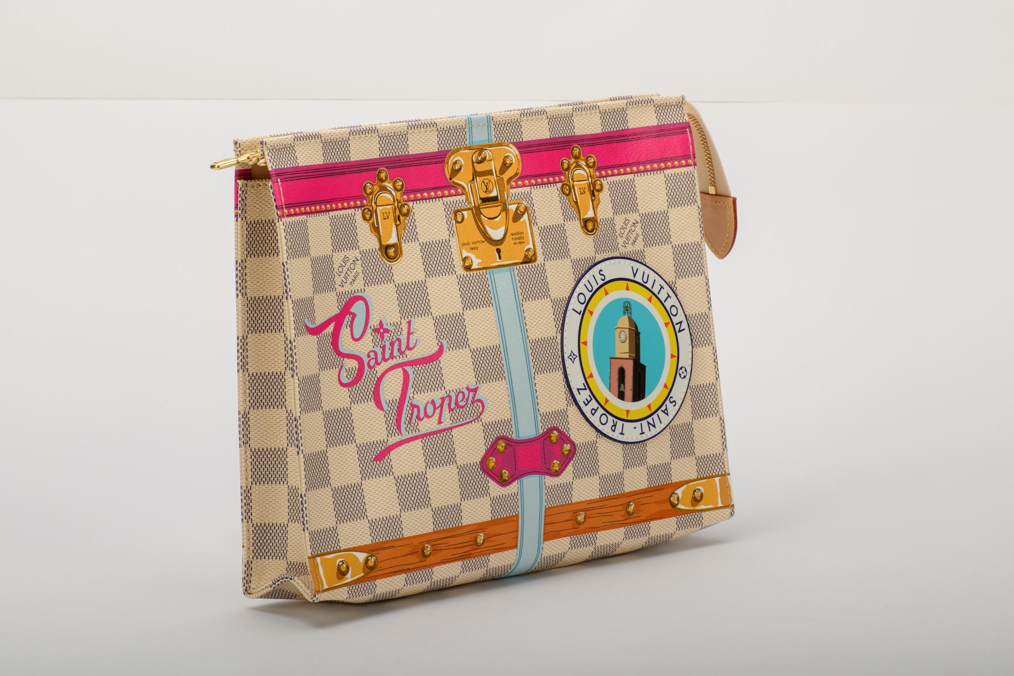 Beige New in Box Louis Vuitton Limited Edition Damier St Tropez Trousse Bag