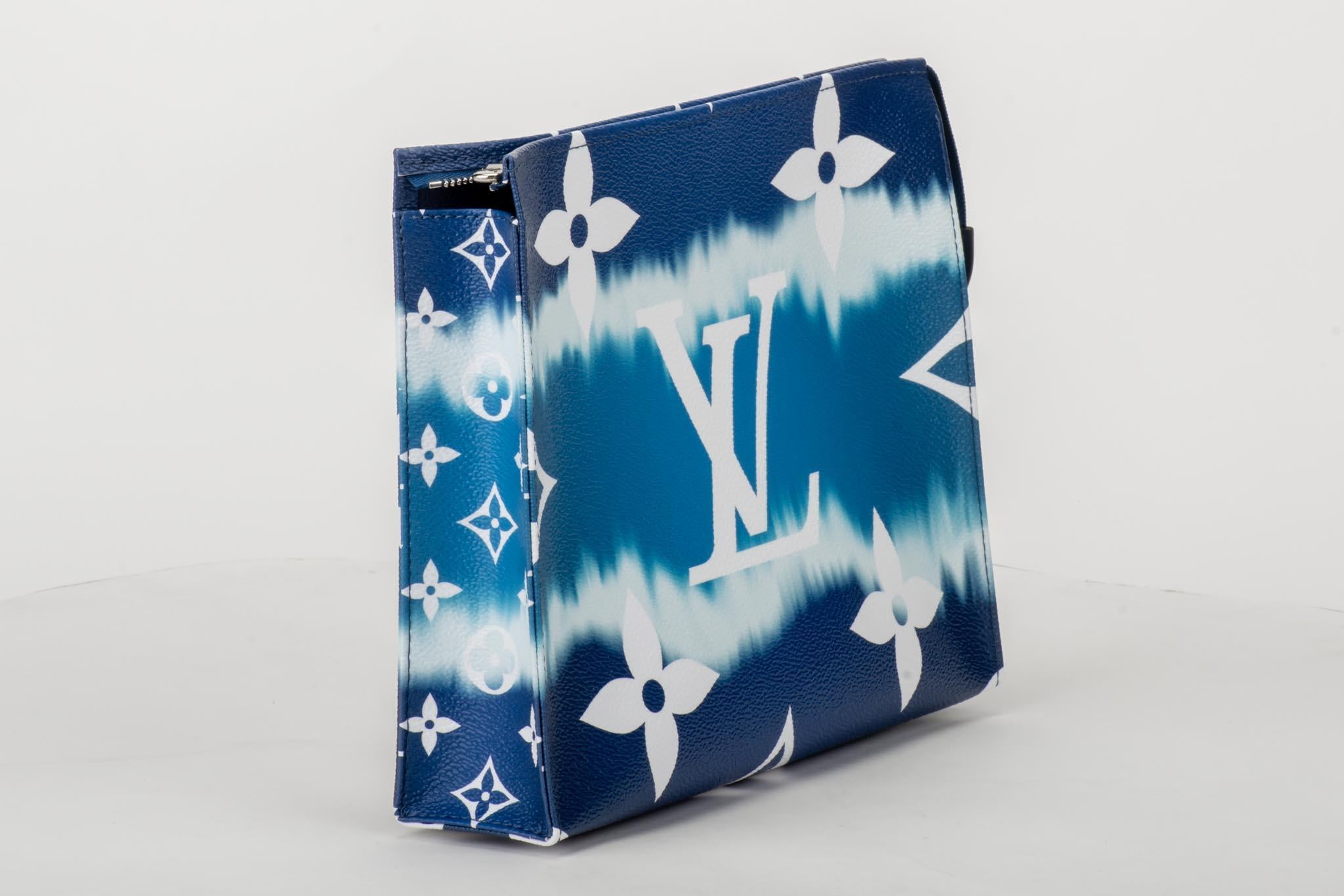 Louis Vuitton 2020 limited edition escale blue and celeste tie die trousse/pochette. Brand new in box with original dust cover.