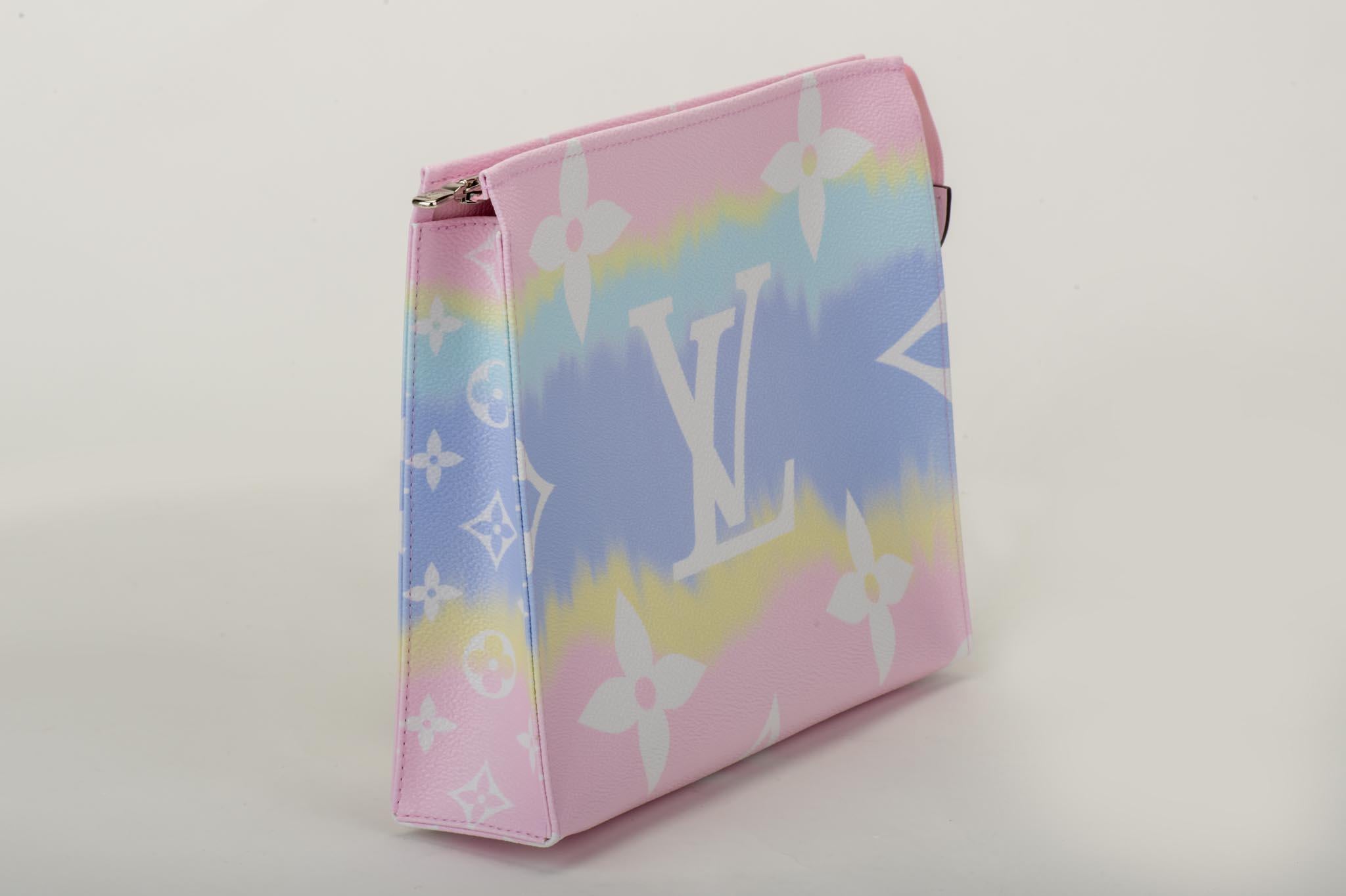 Louis Vuitton 2020 limited edition escale pink and lavender tie die trousse/pochette. Brand new in box with original dust cover.