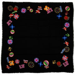 New in Box Louis Vuitton Limited Edition Stickers Cashmere Shawl Scarf