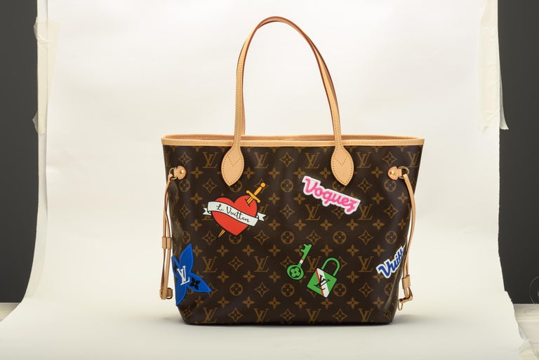 New in Box Louis Vuitton Limited Edition Stickers Neverfull Tote Bag For Sale at 1stdibs
