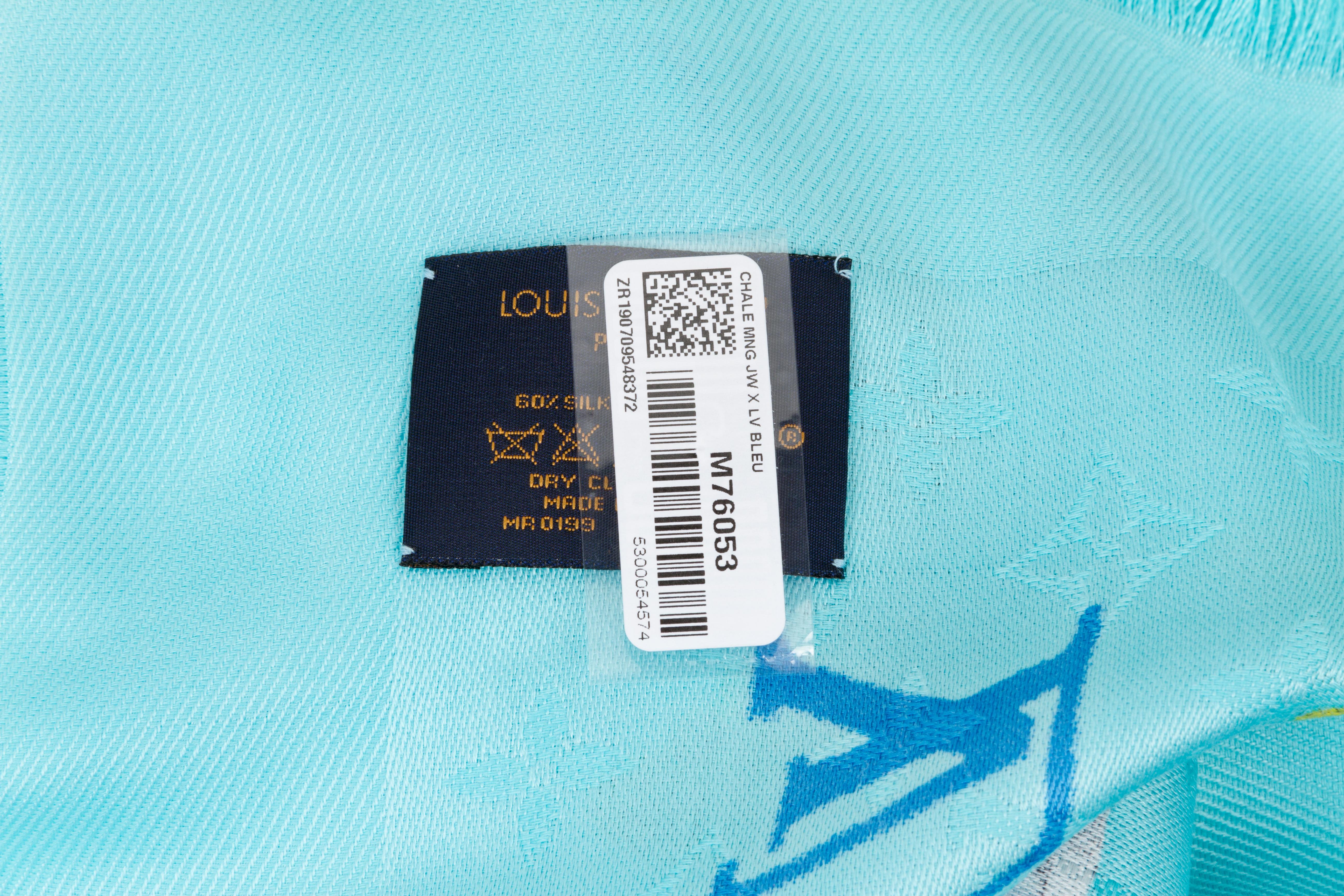 Blue New in Box Louis Vuitton Limited Edition Turquoise Shawl  For Sale