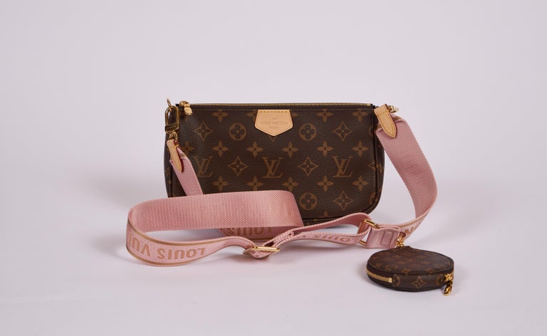 New in Box Louis Vuitton Multi Pink Pouchette Bag For Sale at