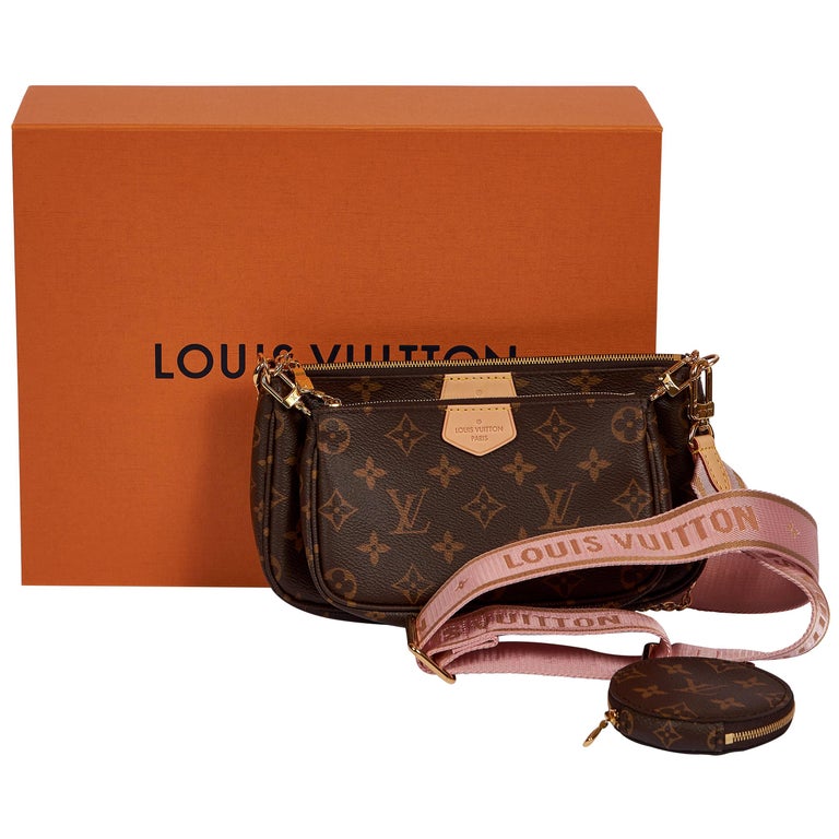 New in Box Louis Vuitton Multi Pink Pouchette Bag For Sale at
