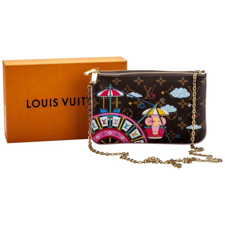 Louis Vuitton Double Zip Pochette Limited Edition Vivienne Xmas Monogram  Canvas at 1stDibs