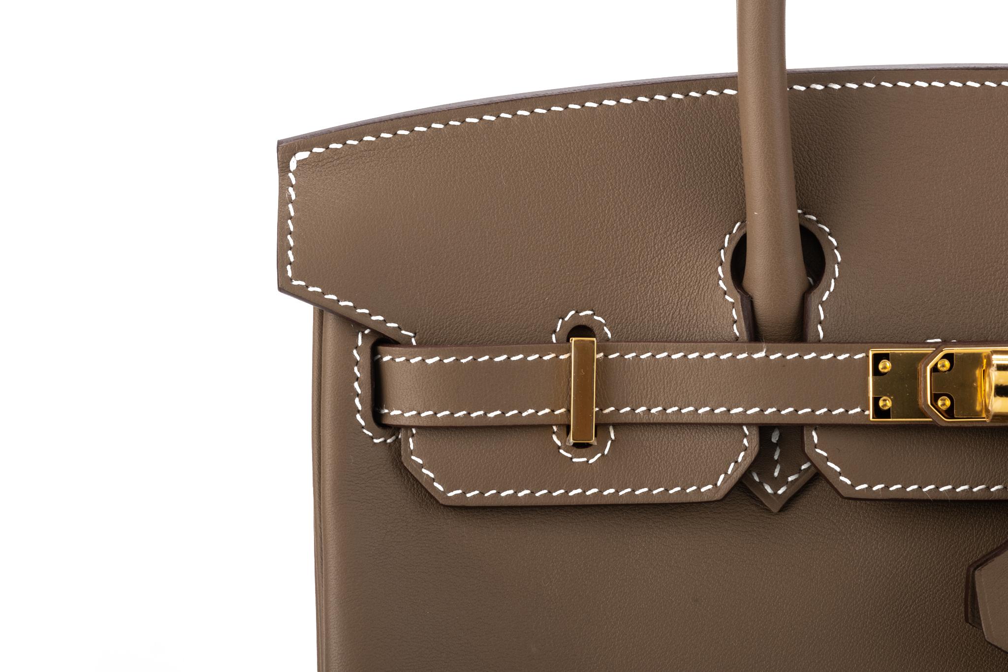 Women's New in Box RARE Hermes Birkin 25 Etoupe Swift Gold Bag