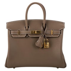 Nouveau dans la boîte RARE Hermes Birkin 25 Etoupe Swift Gold Bag