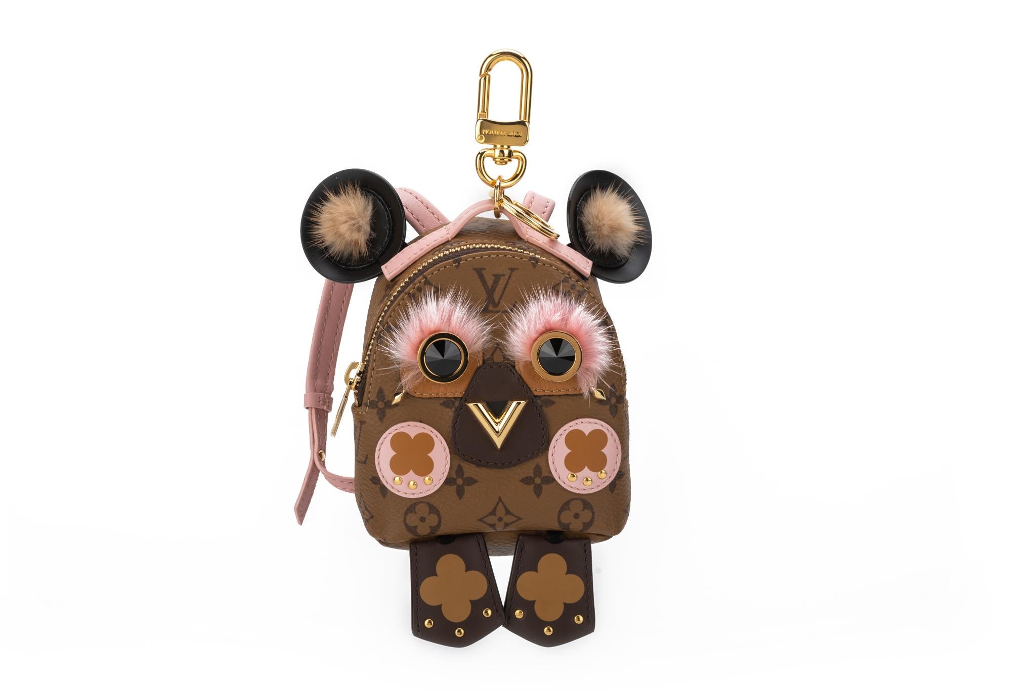 Orange New in Box Rare Louis Vuitton Mini Owl Backpack Charm For Sale