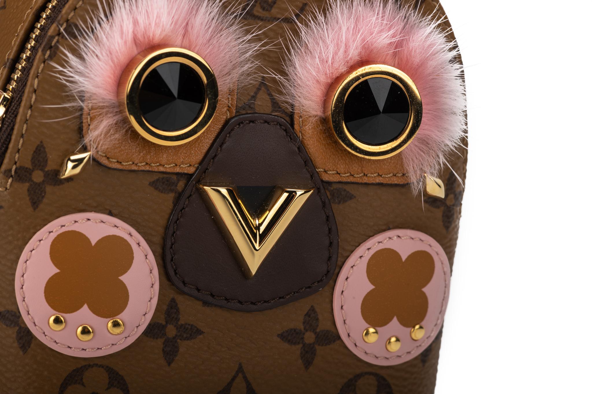 New in Box Rare Louis Vuitton Mini Owl Backpack Charm For Sale 1