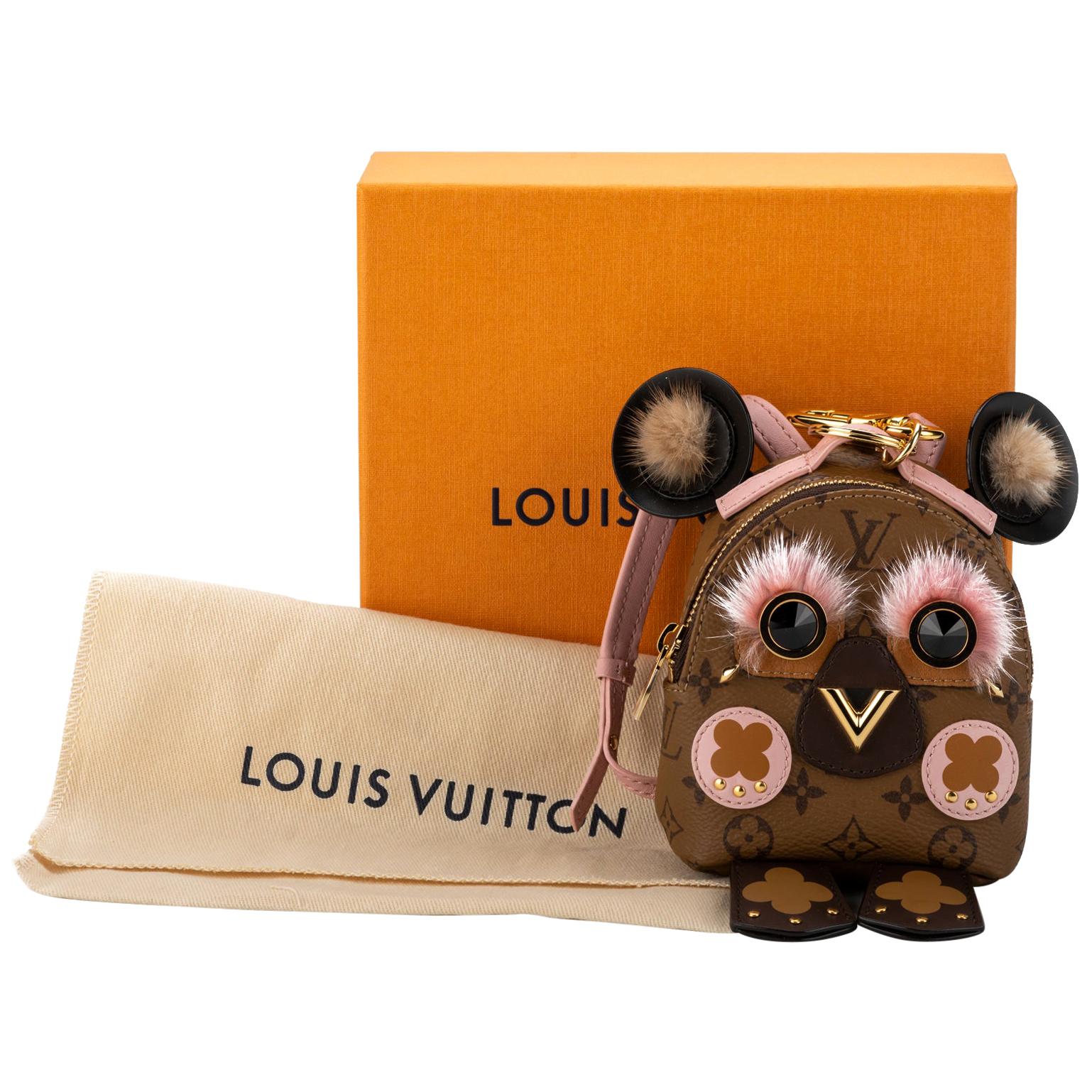 New in Box Rare Louis Vuitton Mini Owl Backpack Charm For Sale