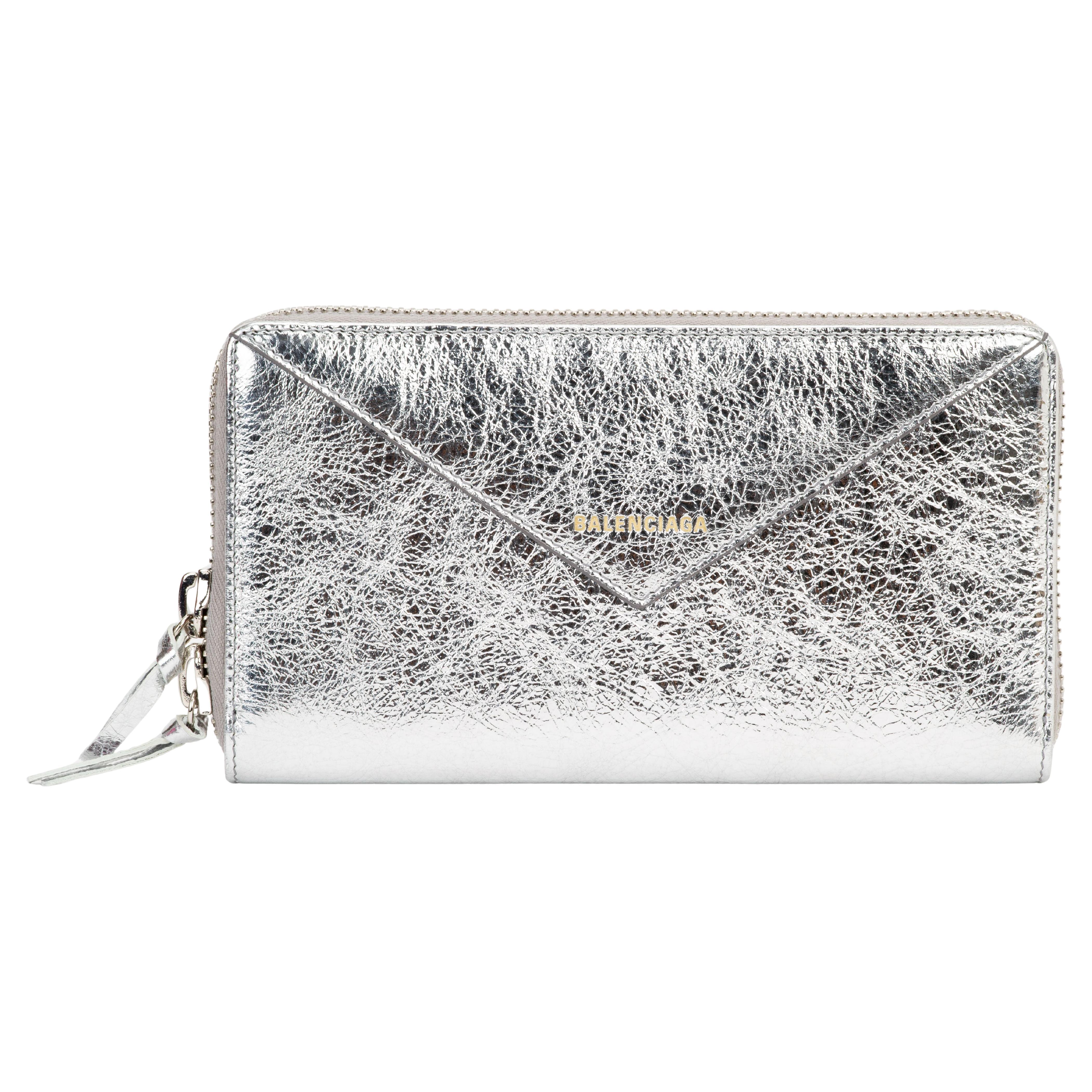 New in Box Silver Foil Balenciaga Wallet in vendita