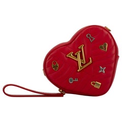 New in Box Vuitton Limited Edition Red Heart Charm Handbag Clutch Belt Bag