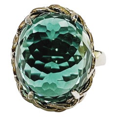 New "Inclusion Free" Brazilian 12 Ct Forest Green Amethyst Sterling Ring