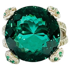 New "Inclusion Free" Brazilian 17.3 Ct Forest Green Amethyst Sterling Ring