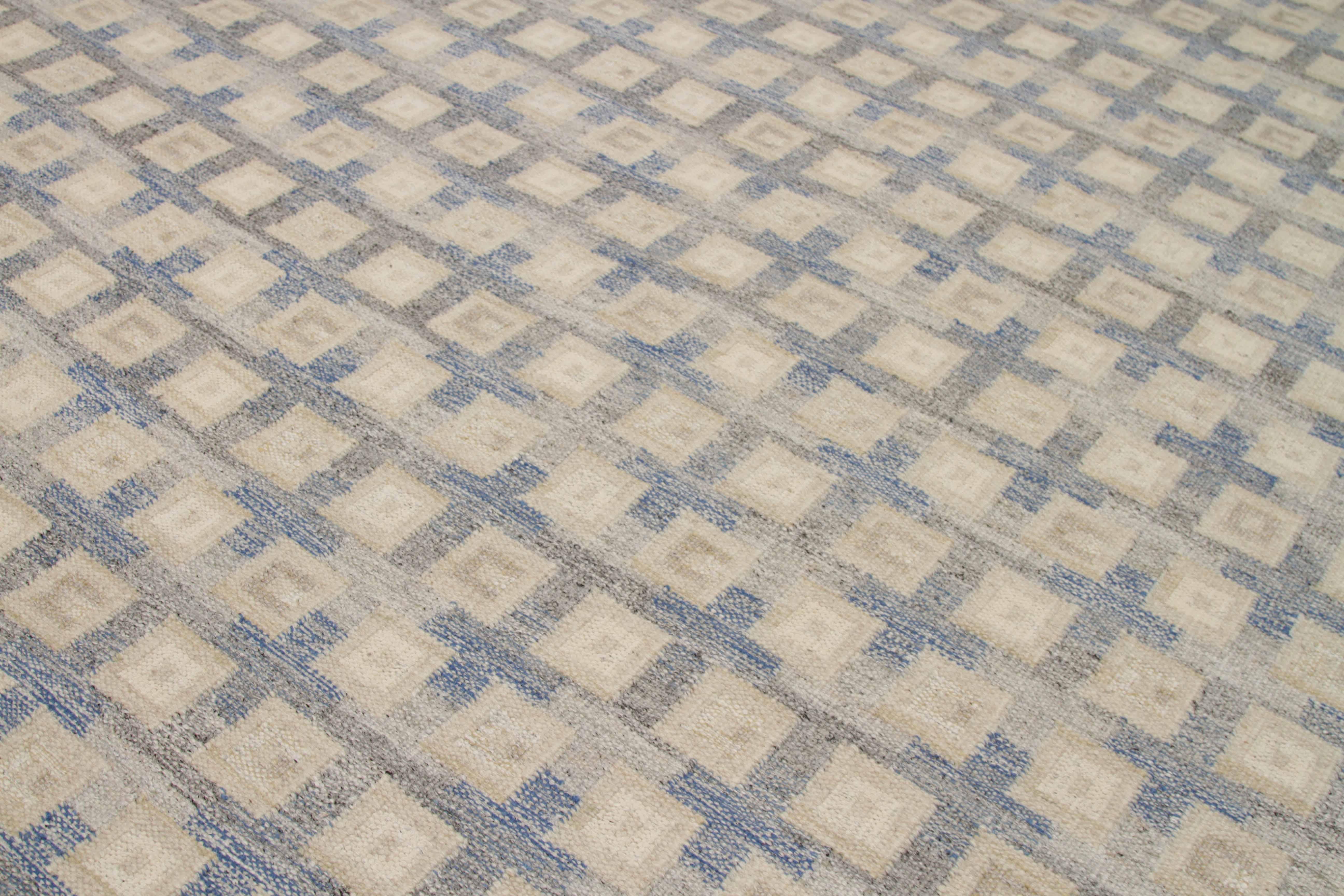 Indischer Teppich im skandinavischen Design, skandinavisches Design (Handgewebt) im Angebot
