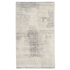 New Indian Odin Transitional Patchwork Rug, Hand-Knotted Wool, 3'x5'