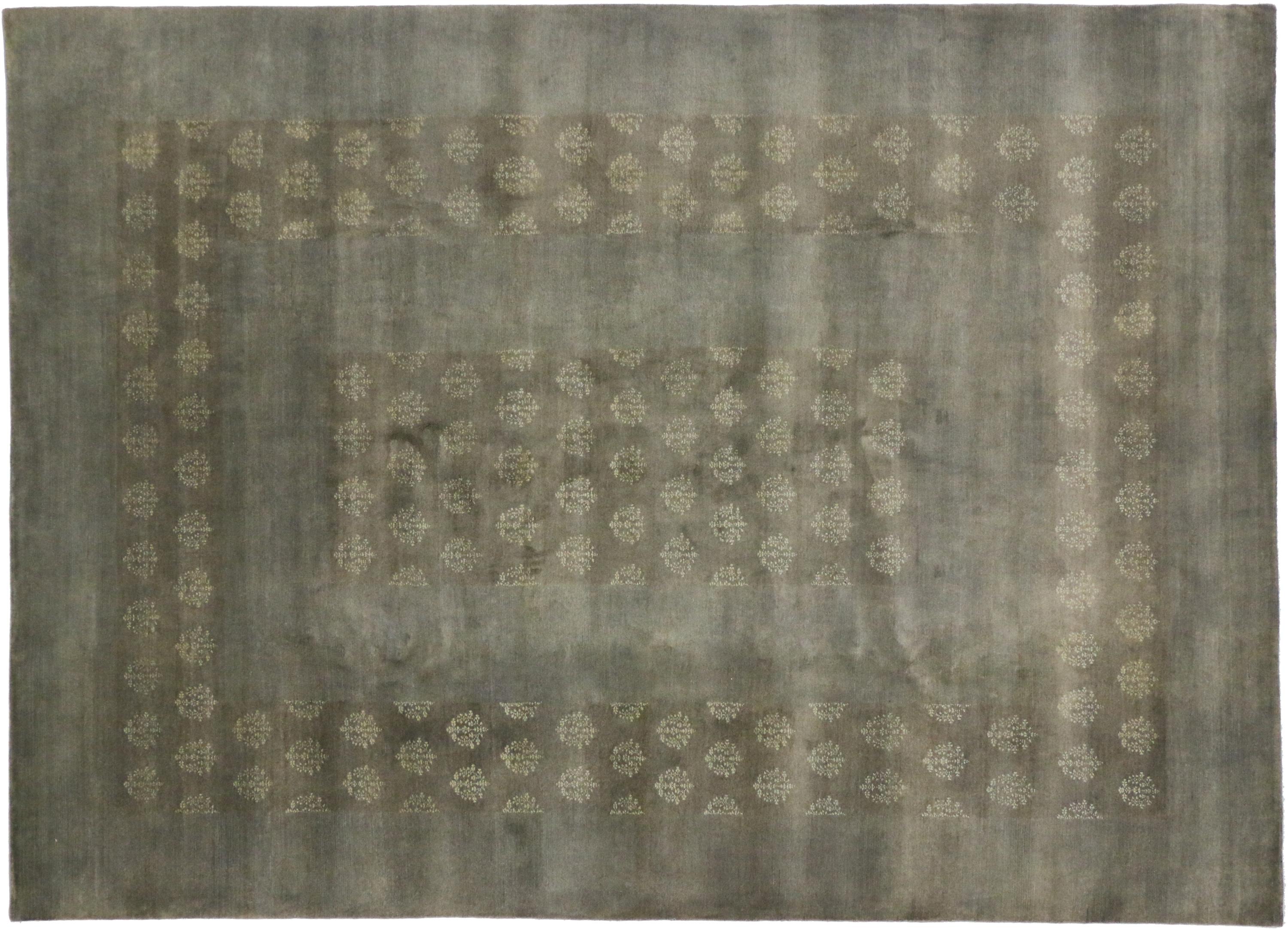 Hand-Knotted New Indian Rug with Modern Transitional Style For Sale